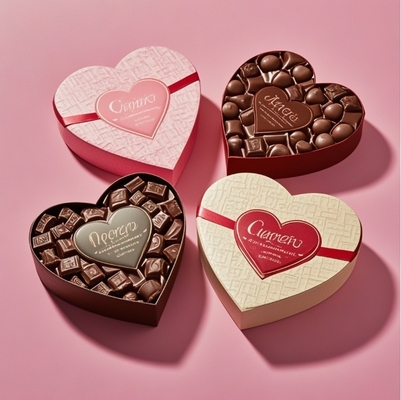Valentine's Day Wholesale Customized Logo Chocolate Truffle Paper Packaging Gift Box Chocolate Box with Ribbon
