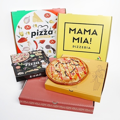 Custom Design Various Size Eco Friendly Black Pizza Box Kraft Corrugated Paper Packaging Bulk Slice Pizza Box