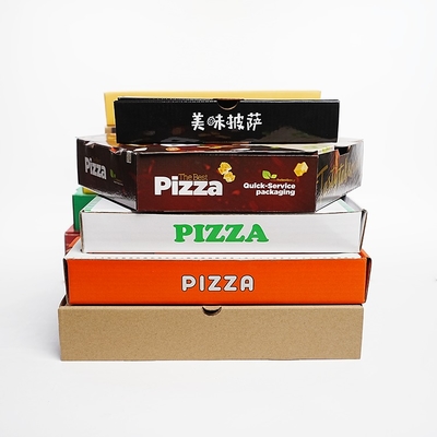Custom Design Various Size Eco Friendly Black Pizza Box Kraft Corrugated Paper Packaging Bulk Slice Pizza Box