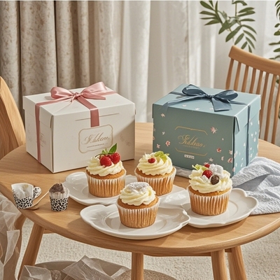 Wholesale Custom logo Baking Kraft Paper Bread Cake Packaging Gift Cake Gift Box with Ribbon
