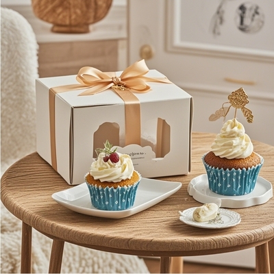 Wholesale Custom logo Baking Kraft Paper Bread Cake Packaging Gift Cake Gift Box with Ribbon