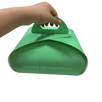 Customized logo Foldable Cardboard Cake Packaging Box with Handle Cardboard Cake Box