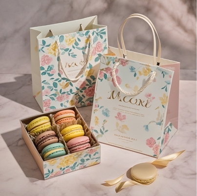Free Design Custom Logo of high-end food grade macaron chocolate  paper packaging box macaron cake gift box