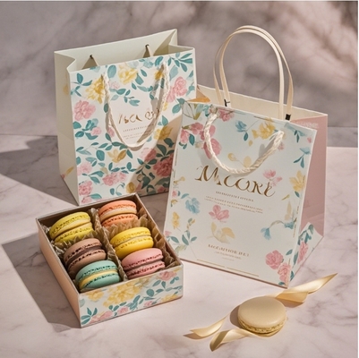 Free Design Custom Logo of high-end food grade macaron chocolate  paper packaging box macaron cake gift box