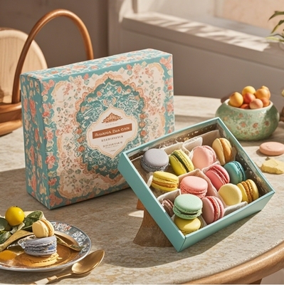 Low MOQ Customized Luxury Logo Paper Macaron Packaging Box with Divider Paper Packaging Macaron Gift Box