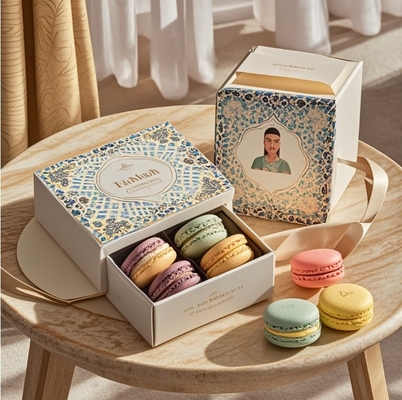 Low MOQ Customized Luxury Logo Paper Macaron Packaging Box with Divider Paper Packaging Macaron Gift Box