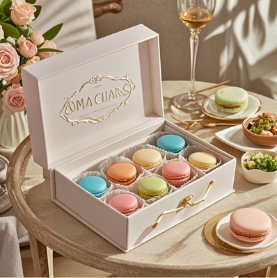 Luxury factory custom logo foldable cardboard magnetic macaron donut paper packaging box macaron gift box