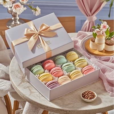 Free design custom logo macaron cookies candy cardboard paper packaging box luxurious custom macaron gift box