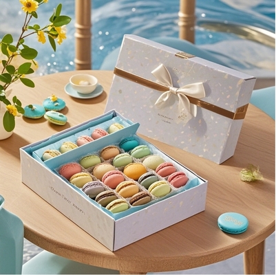 Free design custom logo macaron cookies candy cardboard paper packaging box luxurious custom macaron gift box