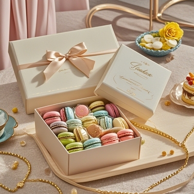 Free design custom logo macaron cookies candy cardboard paper packaging box luxurious custom macaron gift box