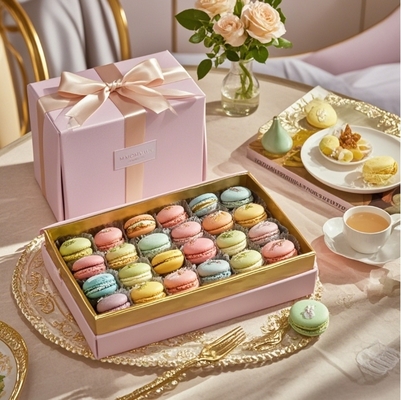 Free design custom logo macaron cookies candy cardboard paper packaging box luxurious custom macaron gift box