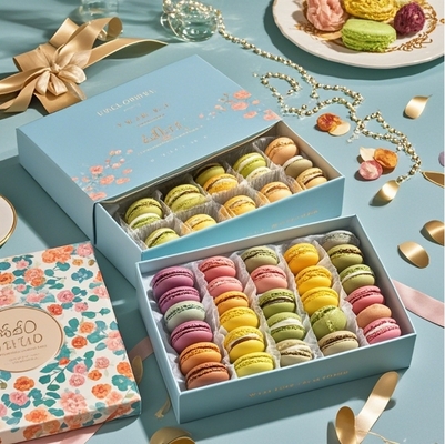 Luxury customized logo food grade macaron paper packaging box macaron cookie storage box macaron gift box