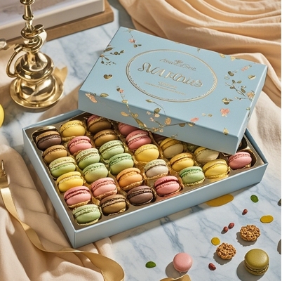 Luxury customized logo food grade macaron paper packaging box macaron cookie storage box macaron gift box
