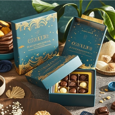 Luxury Customized Logo Kraft Paper Magnetic Chocolate Truffle Packaging Box Chocolate Gift Box Ribbon