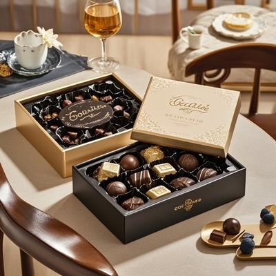 Wholesale Customized Luxury logo Chocolate Packaging Box Chocolate Gift Box with Ribbon
