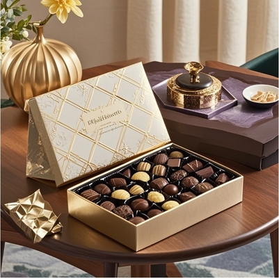 Wholesale Customized Luxury logo Chocolate Packaging Box Chocolate Gift Box with Ribbon